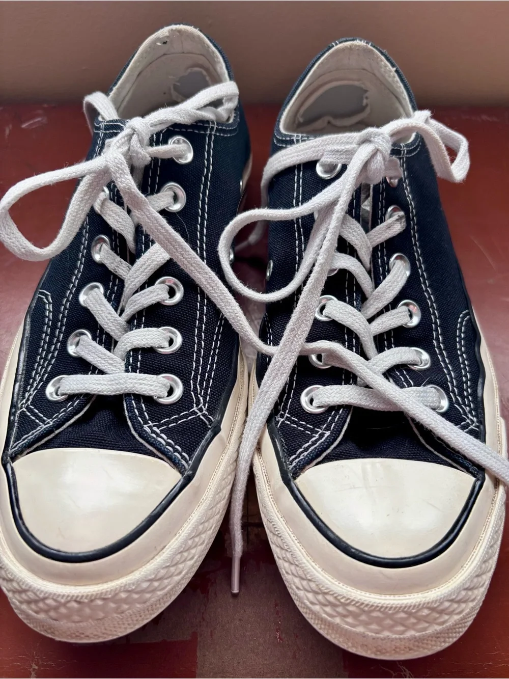 Converse| Chuck Taylor 70 Black Low Top Canvas Sneakers w/White Trim Sz 7 - Picture 7 of 11